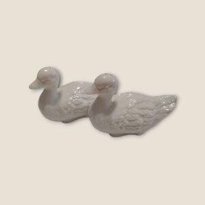 Vintage Shafford White Duck Salt & Pepper Shakers Ceramic 3" Collectible Kitchen